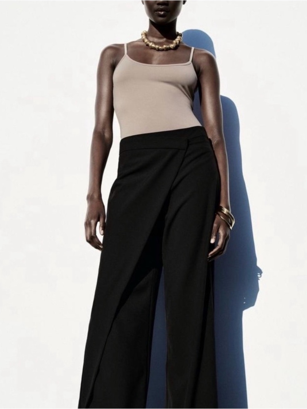 Zara Wide-Leg Black Wrap Front Pants
